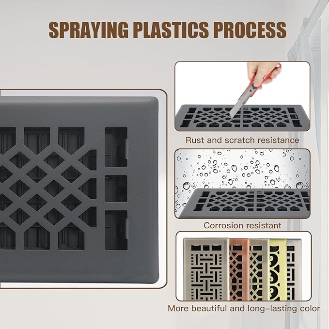 Floor Vents Registers Adjustable Grates 4x12 Inch Matte Black Air Vent Easy - Image 7