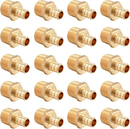 20 PCS EFIELD Pex Barb Crimp Brass Fittings 1/2 inch x 1/2 inch NPT Male Adapter by EFIELDPEXTUBING