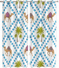 2 Panel Kitchen Cafe Curtains, Camels Palm Trees Sunlight Filtering Nature Air by Hokiten