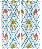 2 Panel Kitchen Cafe Curtains, Camels Palm Trees Sunlight Filtering Nature Air by Hokiten