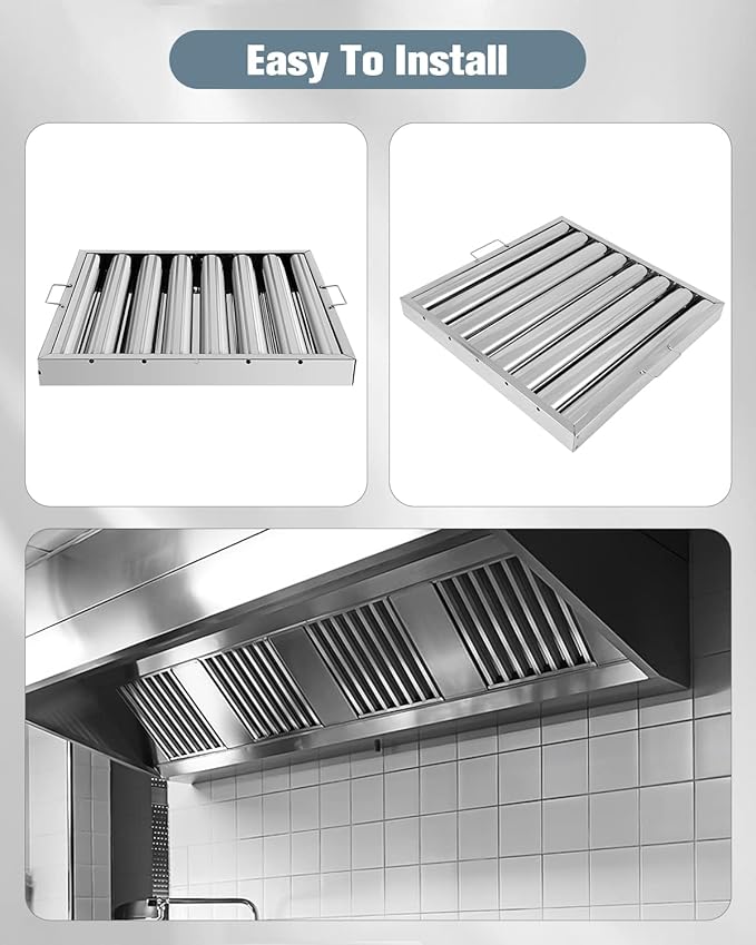 Hood Filters 430 Stainless Steel 19.5W x 19.5H Inch, 7 Grooves Commercial Hood - Image 5