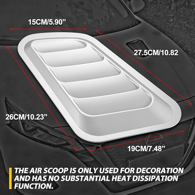KaTur 1 Pair Universal Car ABS Decorative Air Flow Intake Scoop Turbo Bonnet - Image 6