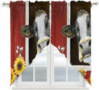 Cows Sunflowers Swag Valances for Windows, Rustic Farms Barns Flowers Bees by Unknown