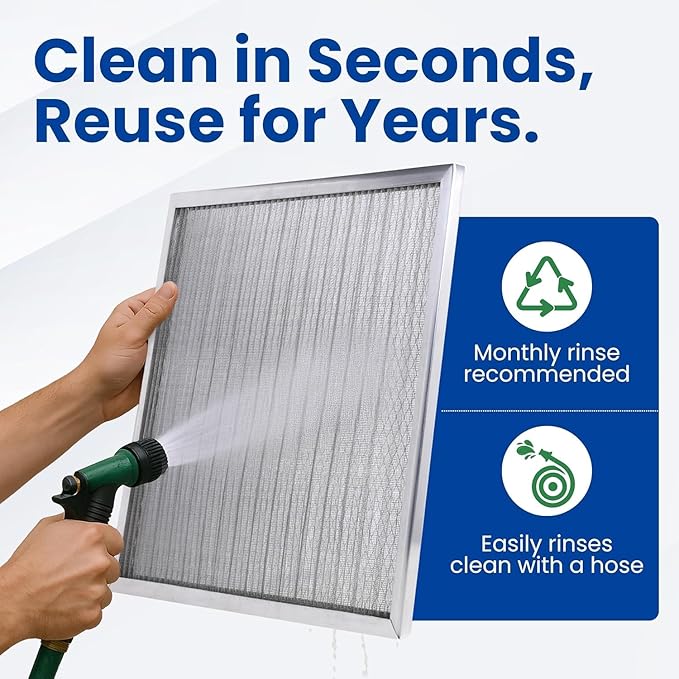 McPherson Reusable Air Filter 25x16x1 | Washable MERV 8 | Made in USA Metal - Image 3