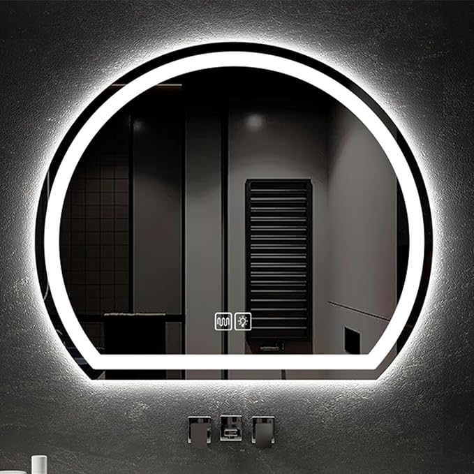 Bathroom Mirror with 3 Colour LED Lights, Lighted Bathroom Makeup Wall Mounted by Unknown