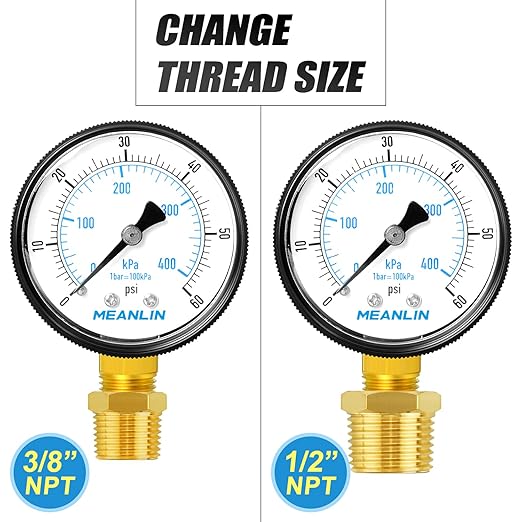MEANLIN MEASURE 1/4" NPT 0-60Psi 2" FACE DIAL Swimming Pool Water Pressure - Image 3