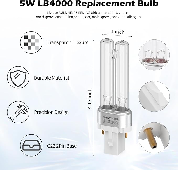 4 pack FLT4825 HEPA Replacement Filter B ＆ LB4000 Bulb - Image 3
