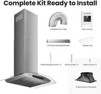 36" Wall Mount Range Hood Tempered Glass 900 CFM, Kitchen Chimney Vent - Image 8