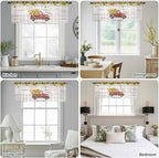 Farmhouses Sunflowers Sheer Valance Curtains, Retro Floral Leaves Red Truck - Image 9