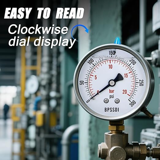0-300 Psi Glycerin Liquid Filled Pressure Gauge, 2.5" Dial Size, 1/4" NPT Lower - Image 5