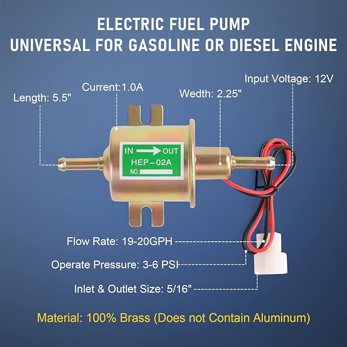 Universal Electric Fuel Pump Kit 12v 3-6 PSI Low Pressure - Image 3