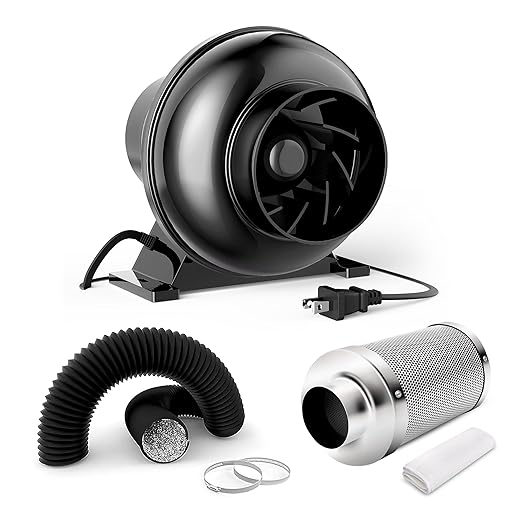 InfiniPower 195 CFM Inline Ventilation Fan 4" Air Carbon Filter and 4 Inch 8 by InfiniPower