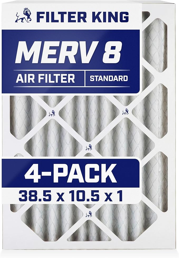 Filter King 38.5x10.5x1 Air Filter | 4-PACK | MERV 8 HVAC Pleated A/C Furnace by FilterKing