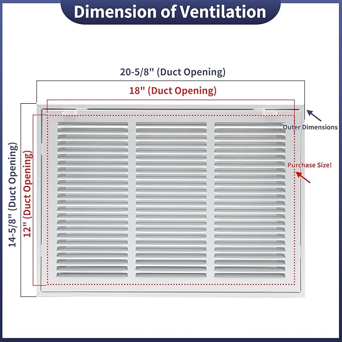 18"W x 12"H Steel Return Air Filter Grille - Image 2