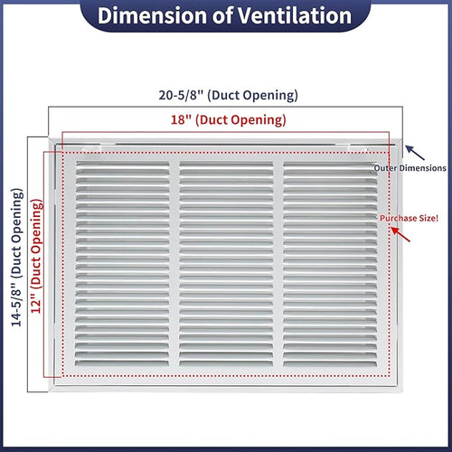 18"W x 12"H Steel Return Air Filter Grille - Image 2