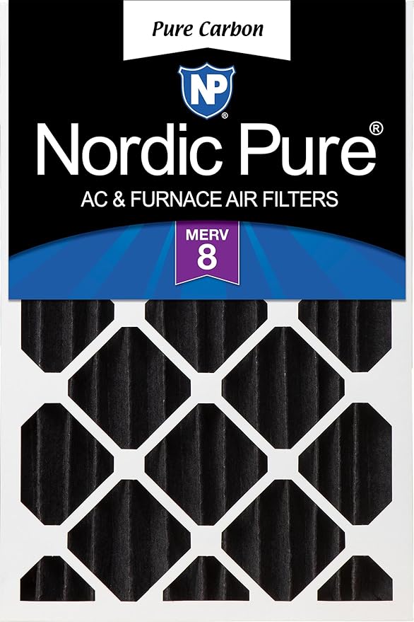 Nordic Pure 16x25x4 Pure Carbon Pleated Odor Reduction Merv 8 Furnace Filter 1 by NordicPure