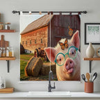 Farm Pig Living Room Curtains 84 Inch Length, Window Curtains Tab Top, - Image 3