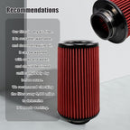 RYANSTAR RACING 76mm 3" High Flow Round Tapered Cone Cool Air Filter Cleaner - Image 6