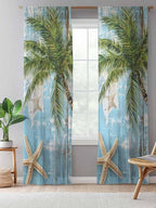 Sheer Curtains 108 Inches Long, Coastal Beach Blue Semi Sheer Curtains Light - Image 5