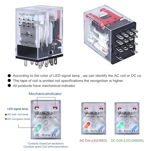 Electromagnetic Power Relay, 14-Pin 5 AMP 6V DC Relay Coil - Image 6