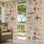 Vintage Outdoor Curtains for Patio Sharks Whales Lobsters Biographies - Image 5