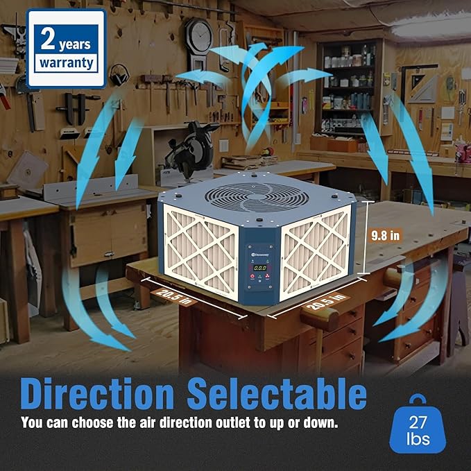 360 Degree Intake Air Filtration System Woodworking, 1050 CFM Hanging Air Filter - Image 5