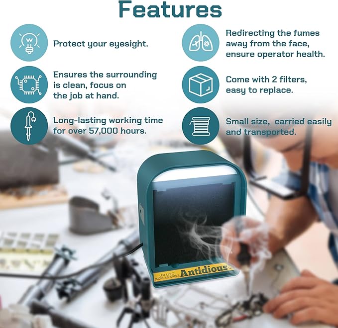 Antidious Fume Extractor Solder Smoke Absorber Portable Filter - Image 5