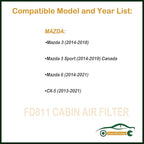 Cabin Air Filter for Mazda 3, Replacement for CF11811, KD45-61-J6X （White - Image 2