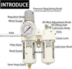YSIL 3/8" NPT Compressed Air Filter Regulator Lubricator Two Units Combo Air - Image 2