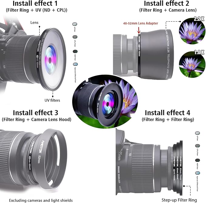 48mm Lens to 52mm Camera Lens Adapter, 48mm to 52mm Filter Step up Ring Adapter - Image 6