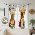 Red Yellow Sunflowers Living Room Curtains 84 Inch Length, Window Curtains Tab - Image 5