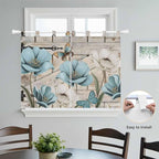 Teal Blue Tulips Bedroom Curtains 63 Inch Length, Window Curtains Tab Top - Image 4