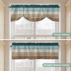 Teal Brown Tie Up Valance Curtains - Image 5