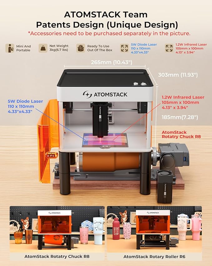 ATOMSTACK P1 5W Laser Engraver, Laser Cutter, Unibody Laser Engraving Machine - Image 5
