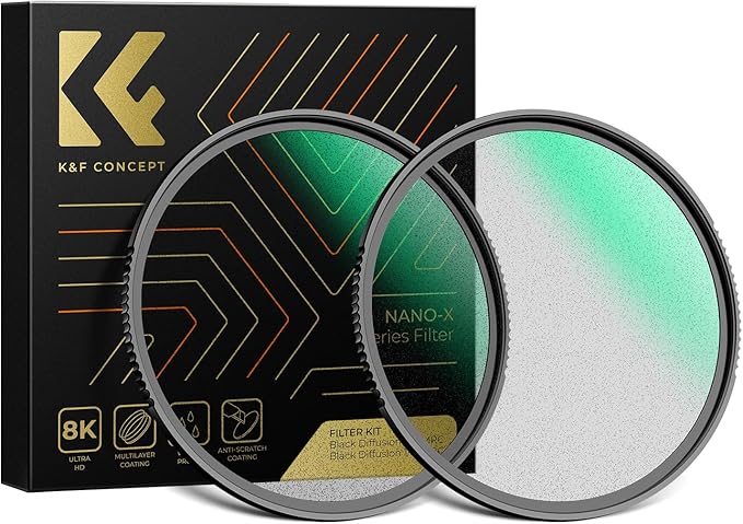 K&F CONCEPT 52mm Black Diffusion 1/4 & 1/8 Lens Filter Kit, Mist Cinematic by KFCONCEPT