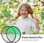 NEEWER 58mm 1/4 & 1/8 Black Diffusion Camera Lens Filter 2 Pack Set, Dreamy - Image 2