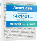 14x14x1 Air Filter 2 Pack AC Furnace Air Filters 14x14 Pleated Dust Defense Air by AmazEden