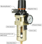 Hromee 1/2 Inch Compressed Filter Regulator Combo, Air Compressor Water Oil - Image 5