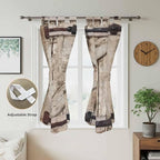 Farmhouse Wood Grain Bathroom Curtains 63 Inch Length, Window Curtains Tab Top - Image 5