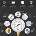 0-15 Psi Glycerin Liquid Filled Low Pressure Gauge, 2.5" Dial Size, 1/4" NPT - Image 3