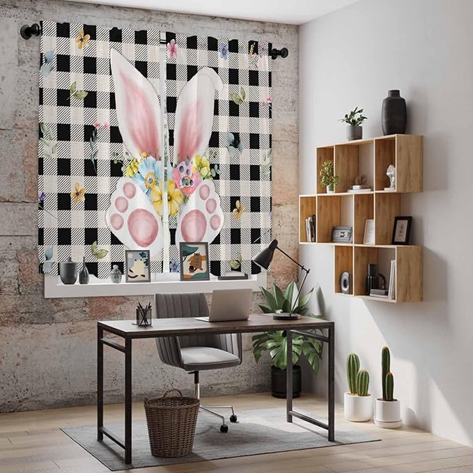 Easter Window Curtains 63 Inch Long 2 Panel Set, Rod Pocket Bedroom Curtains & - Image 6