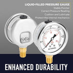 2-1/2" Dial Size, 0-300 Psi Pressure Gauge, Glycerin Liquid Filled, 1/4" NPT - Image 3