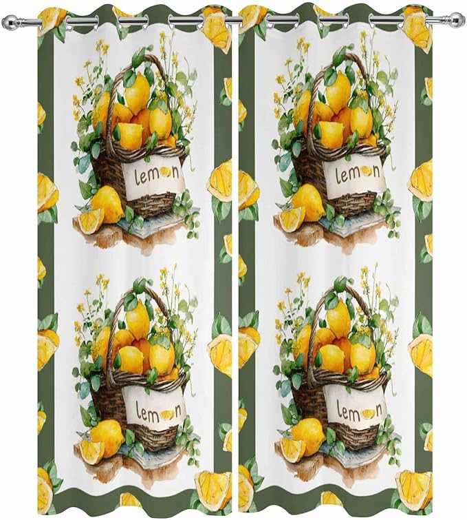 Lemon Outdoor Curtains for Patio Lemons Baskets Summer Tropical Plant - Image 9