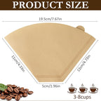 200 Count Unbleached Coffee Filters Natural Brown Cone Coffee Filter Paper - Image 4
