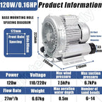 Vortex Ring Regenerative Blower, Single Phase High-Pressure Industrial Vacuum - Image 2