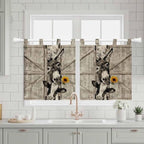 Funny Farm Animals Kitchen Curtains 36 Inch Length, Small Window Curtains Tab - Image 3