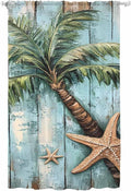 Sheer Curtains 84 Inches Long, Coastal Blue Green Tree Semi Sheer Curtains by Unknown