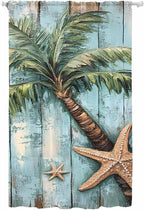 Sheer Curtains 96 Inches Long, Coastal Blue Green Tree Semi Sheer Curtains by Unknown