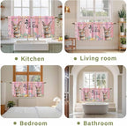 Easter Tier Curtains, Spring Rabbit Eggs Flowers Flags Leaves Wood Grain Light - Image 8