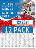 12x25x1 Air Filter MERV 11 Rating, 12 Pack of Furnace Filters Comparable to MPR by AIRXFILTERSWICKEDCLEANAIR